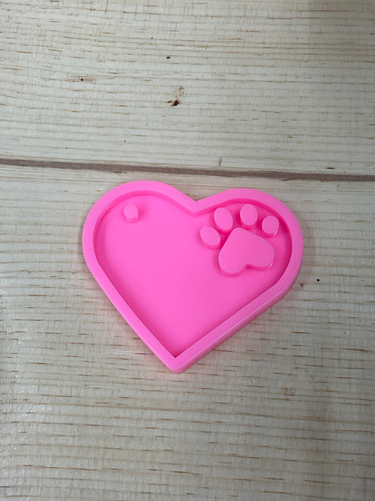 Heart with Paw Print Keychain Mold